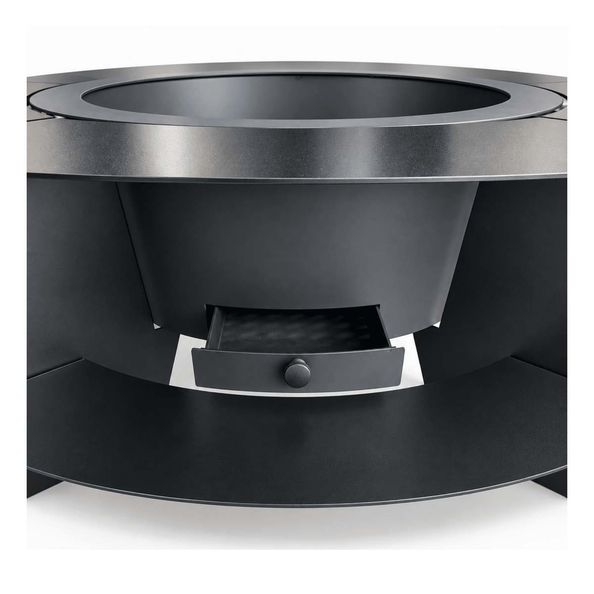 Vatra de Foc pentru Gradina Fire Pit cu Masa Rotunda Metalica si Suport pentru Lemne - BUZ.RO