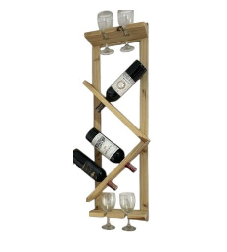 Suport sticle vin, raft perete vin si pahare, din lemn, rezistent
