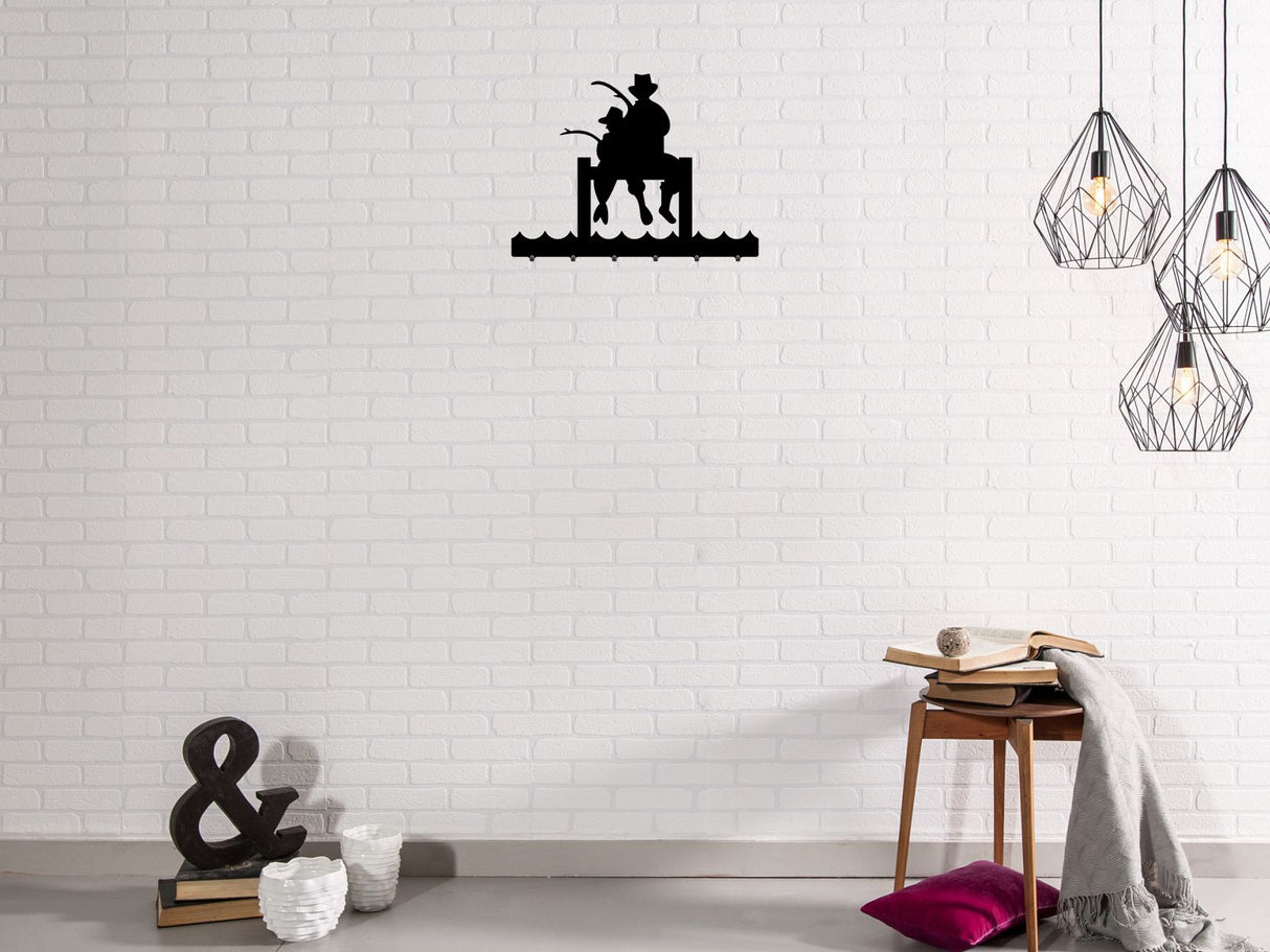 Cuier hol/baie/sufragerie , de Perete Metalic Negru Tip PESCAR– Modern