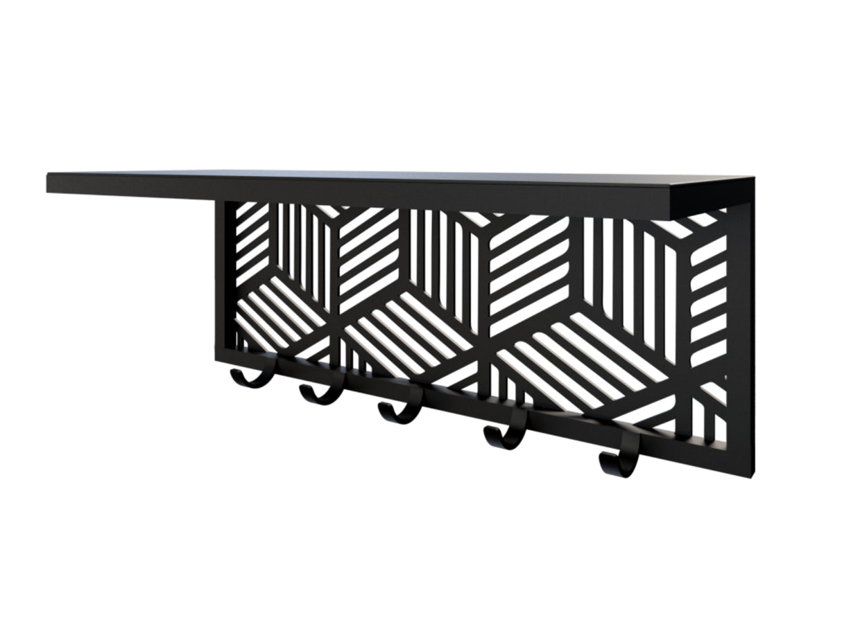 Cuier hol/baie/sufragerie , de Perete Metalic Negru cu etajera– Modern