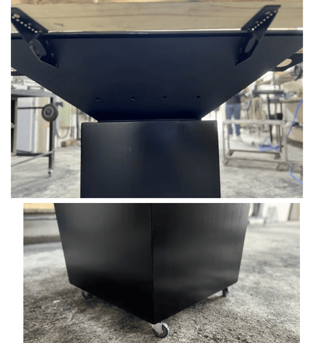 Fire Pit, Gratar cu plita 97.5 x 97.5 cm din otel 8 mm pe lemne, pentru gradina sau terasa+ grill detasabil + blat lemn - BUZ.RO