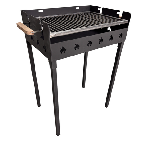 Gratar portabil, reglabil pe inaltime de gatire , cu bare rotunde din otel carbon, pentru camping, gradina, 65X45X95 CM Grosime tabla 4 mm