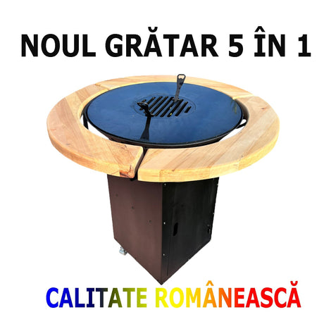 Gratar Rotund de gradina diametru 75 cm fire pit cu Plita rotunda 10 mm Otel dur - BUZ.RO
