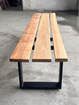 Set Mobilier Gradina sau terasa, picnic, Masa cu Banca Lemn Masiv 1.8m x 68cm , Gradina cu Banca 1.8m x 39 cm si Picioare din metal