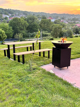 Gratar de gradina Rotund  4 in 1 diametru 75 cm firepit Flacari cu Plita rotunda 10 mm Otel dur