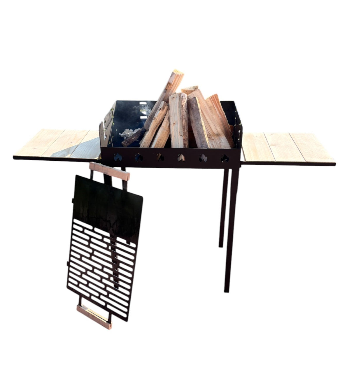 Gratar gradina portabil, cu masa polita lucru reglabil pe inaltime de gatire  65X45X95 CM