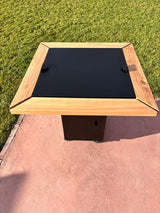 Gratar de  gradina, 5 in 1 ,fire pit cu Plita 10 mm Otel ,Cu Blat din Lemn,Suport Ceaun/Disc ,Gratar de curte