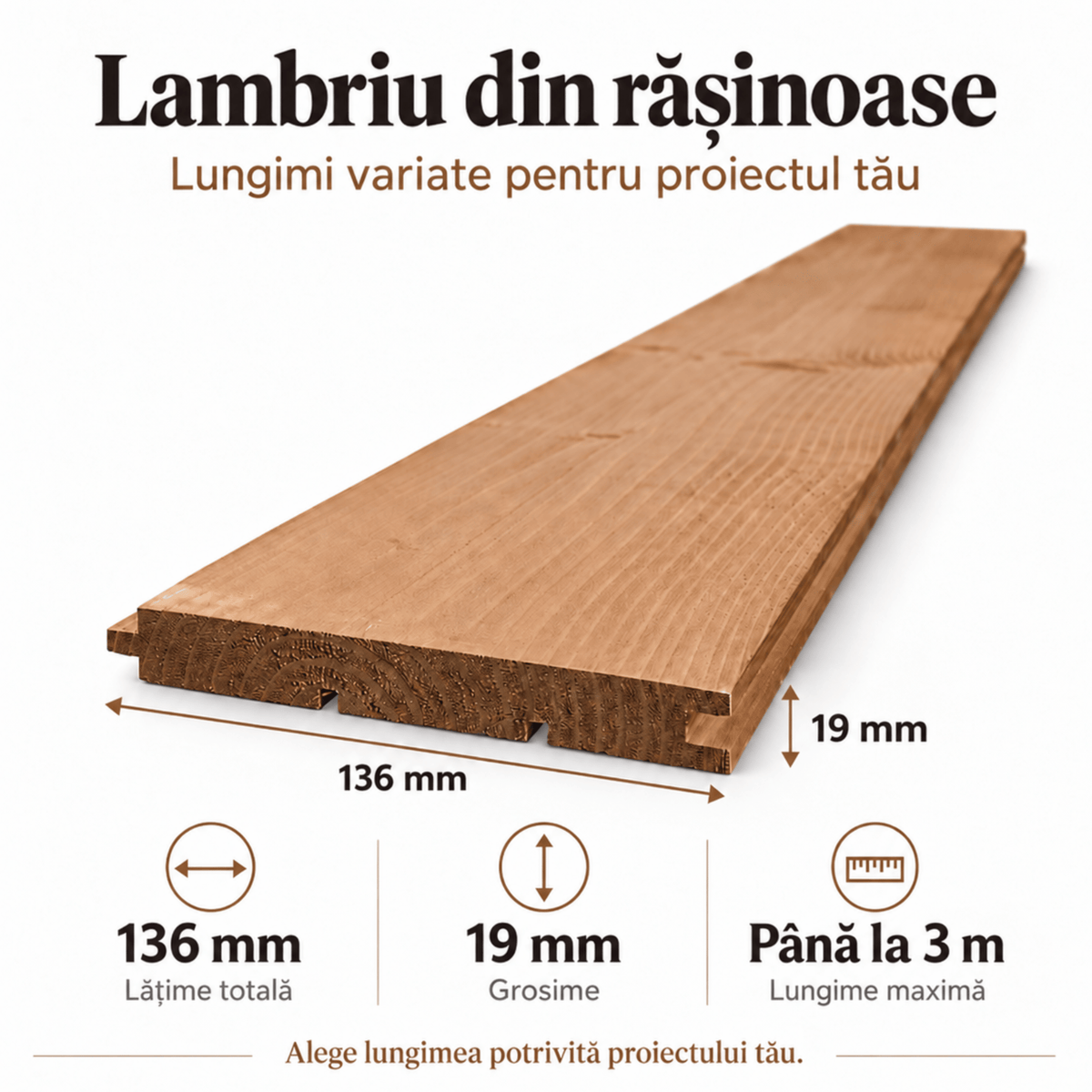 Lambriu lemn rasinoase, interior/exterior, 136x19mm, lamba-uluc