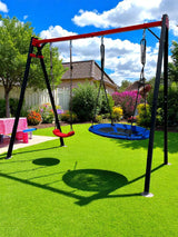 Leagan gradina copii/adulti, balansoar dublu de curte, metalic, cu accesorii incluse, cuib suspendat, 2,4x2,1m