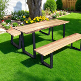 Set Mobilier Gradina sau terasa, picnic, Masa cu Banca Lemn Masiv 1.8m x 68cm , Gradina cu Banca 1.8m x 39 cm si Picioare din metal