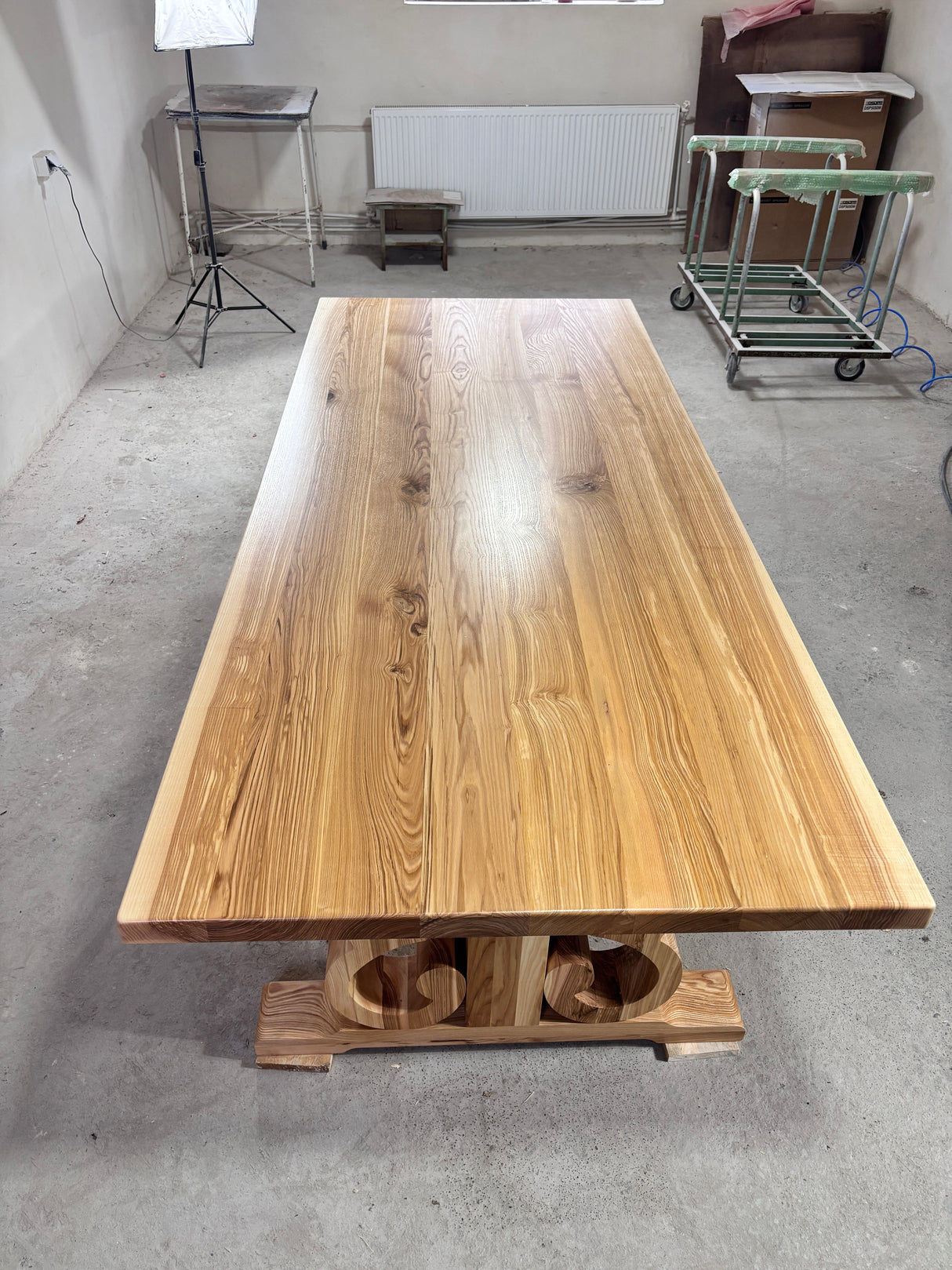 Masa lemn masiv, cu cadru din lemn masiv, Ofelia, 240x100x76 cm