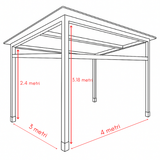 Pavilion de gradina, garaj, pergola din lemn rindeluit + imbinari de fier, 3x4 m