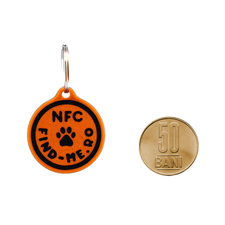 Medalion inteligent NFC Find-Me portocaliu pentru caini si pisici