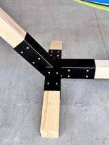 Suport hamac din lemn, stand pentru gradina sau terasa cu conectori metalici, rezistent,330x135x90cm, max 350kg