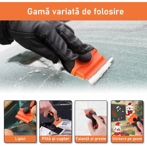 Racleta Plita, Cuptor și Sticla – Oțel Inoxidabil + Plastic, cu Lame de Schimb