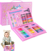 Set trusa desen copii , multicolora , interactiva , creioane , carioci , acuarele ,-84 piese