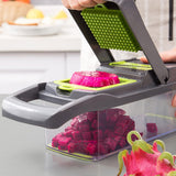 Razatoare multifunctionala, legume, fructe, 9 piese, lame inox, maner protectie
