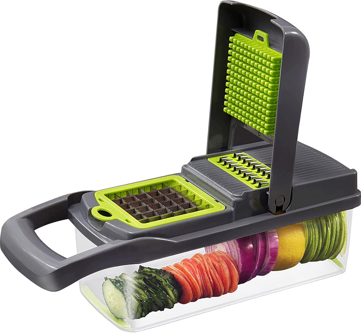 Razatoare multifunctionala, legume, fructe, 9 piese, lame inox, maner protectie