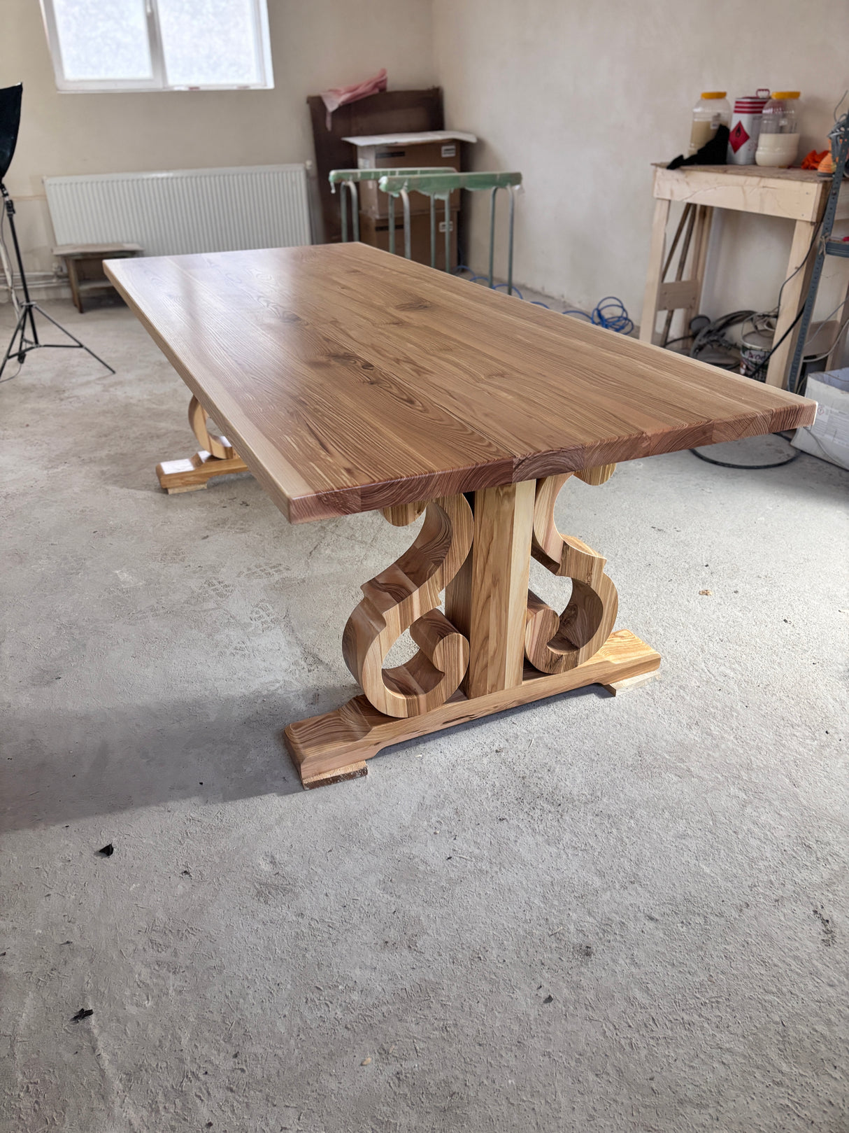 Masa lemn masiv, cu cadru din lemn masiv, Ofelia, 240x100x76 cm