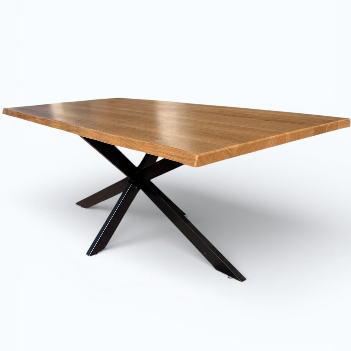 Masa Lemn Masiv stejar | Picioare Metal, Design Modern, 200x95cm|