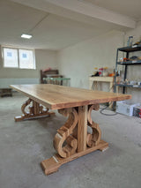 Masa lemn masiv, cu cadru din lemn masiv, Ofelia, 240x100x76 cm