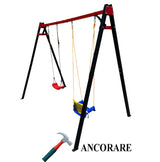 Leagan gradina copii/adulti, balansoar dublu de curte, metalic, cu accesorii incluse, cuib suspendat, 2,4x2,1m