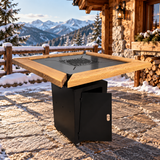 Fire Pit | Gratar Lemne | Plita 10/8 mm | 95x95 cm | Blat lemn