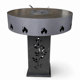 Gratar Gradina 4in1 Rotund plita 90cm |grosime 10 mm Fire Pit din fier pe lemne| terasa|multifunctional cu suport ceaun inclus