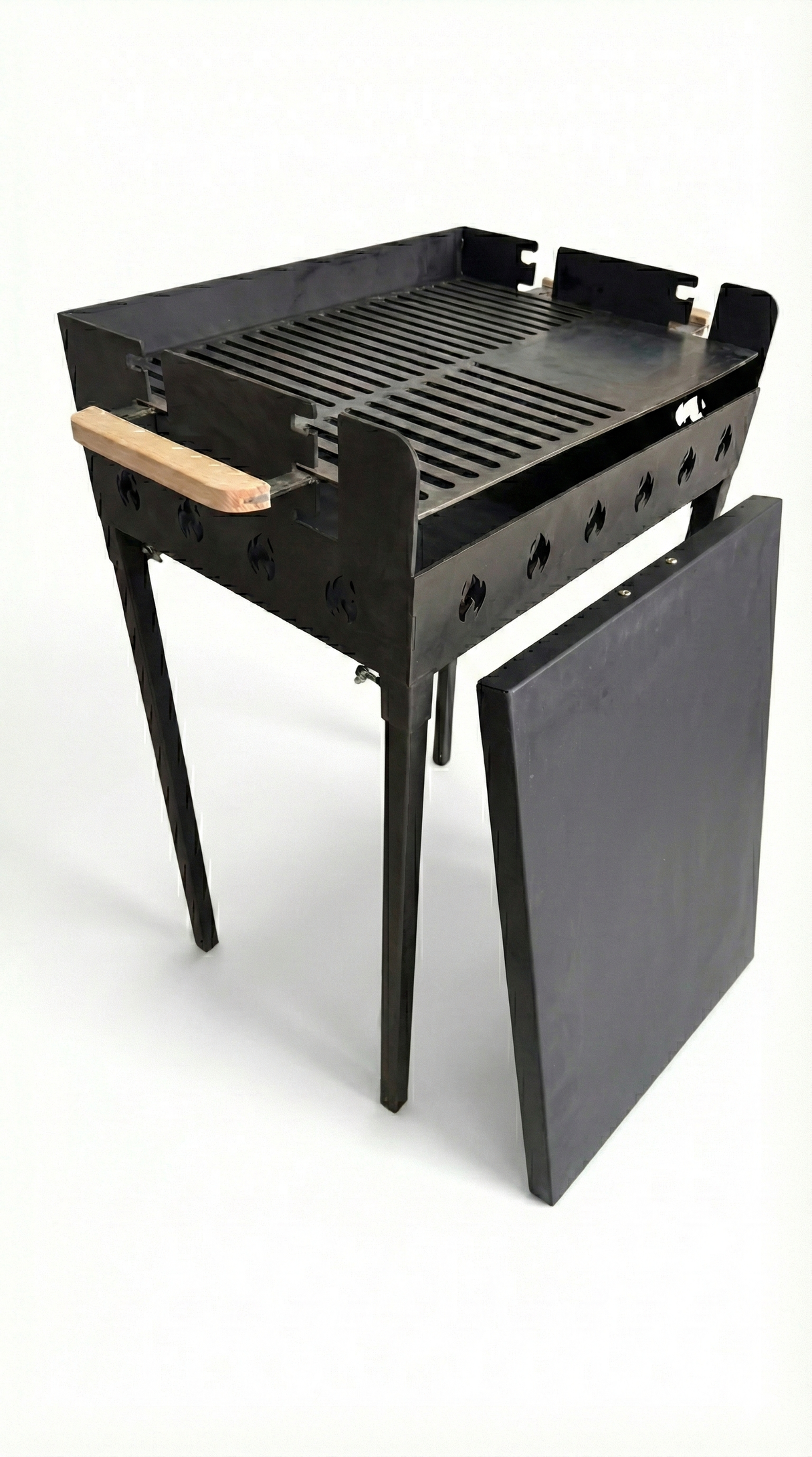 Gratar Gradina 3 mm+ plita, reglabil pe inaltime de gatire , 65X45X h95 CM