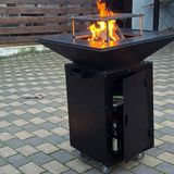 Gratar de gradina, plita 75x75 cm fire pit cu grosime 6, 8 sau 10 mm, Otel dur, fara blat