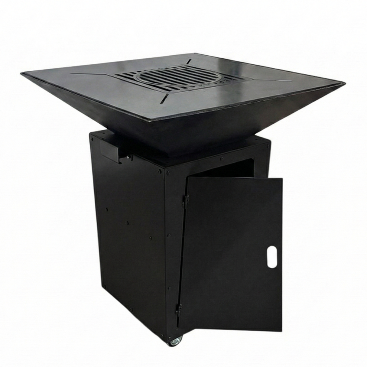 Gratar de gradina, plita 75x75 cm fire pit cu grosime 6, 8 sau 10 mm, Otel dur, fara blat