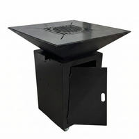 Gratar de gradina, plita 75x75 cm fire pit cu grosime 6, 8 sau 10 mm, Otel dur, fara blat