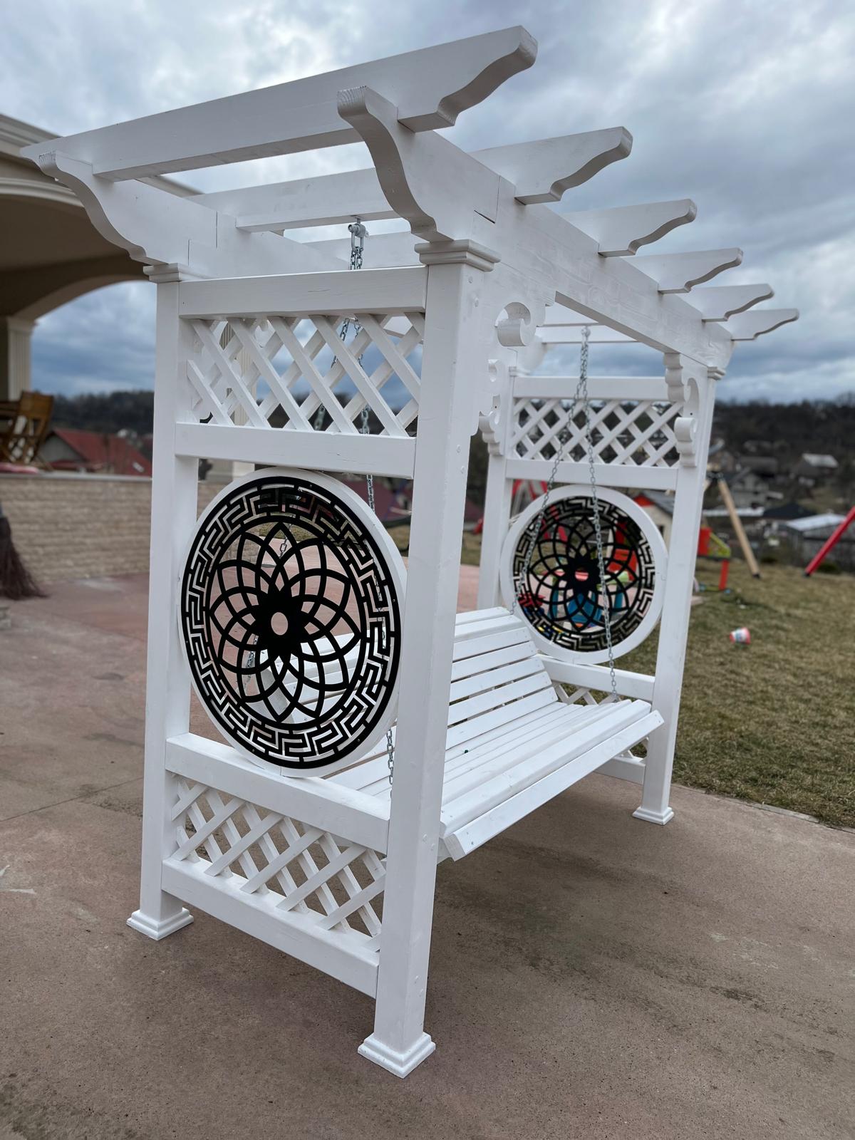 Balansoar gradina leagan lemn pentru curte terasa tip pergola, 2 locuri