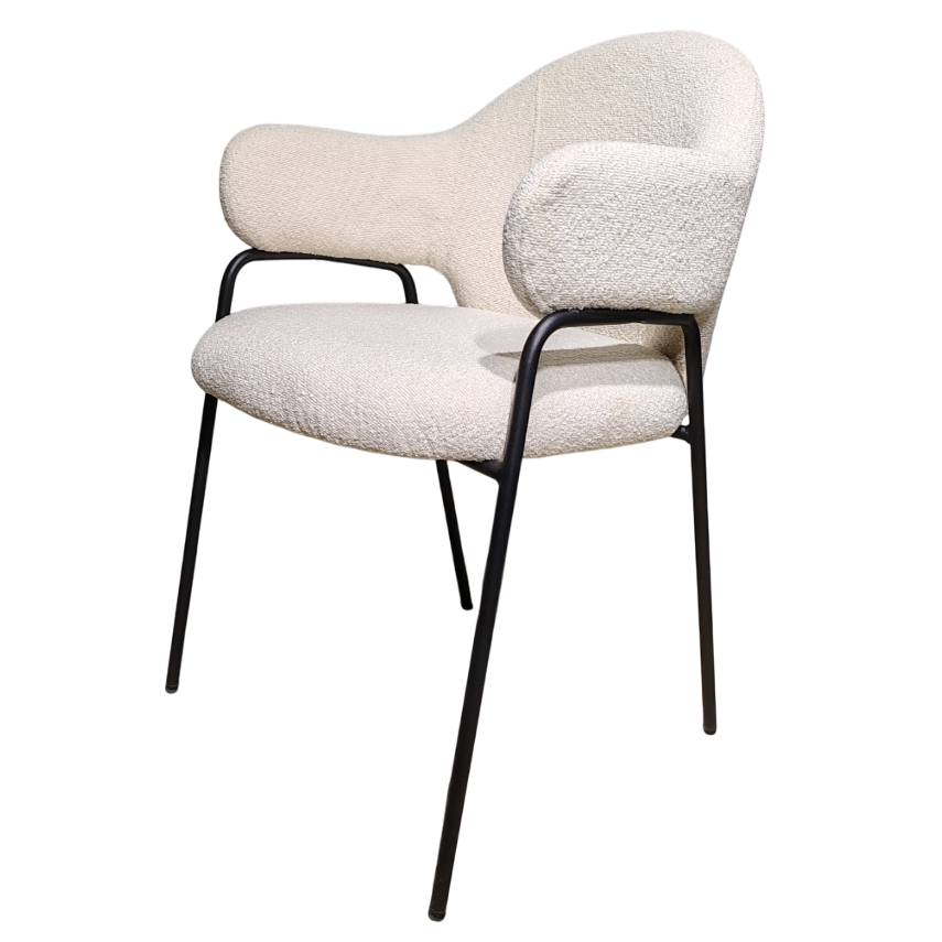 Scaun bucatarie, scaun bar, scaun dining, scaun tapitat, cadru metalic, perna burete, elegant, ergonomic 55 X 78 cm ALB/NEGRU