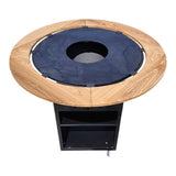 Gratar Rotund Gradina|diametru Plita 75 cm| grosime 8/10 mm cu reglare tiraj si tavita cenusa blat de lemn LM