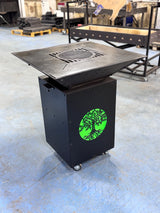 Gratar de gradina, 5 in 1 ,fire pit cu Plita 10 mm Otel , Suport Ceaun/Disc , Gratar de curte , Personalizabil , Copacul Vietii