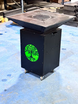 Gratar de gradina, 5 in 1 ,fire pit cu Plita 10 mm Otel , Suport Ceaun/Disc , Gratar de curte , Personalizabil , Copacul Vietii