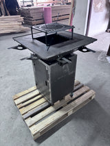 FirePit, Gratar cu plita 75x 75 cm din otel, 10 mm, pentru gradina sau terasa  + blat de lemn