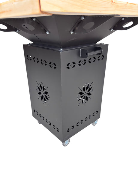 Fire Pit, Gratar cu plita 95x 95 cm din otel 10 mm pe lemne, pentru gradina sau terasa+ grill detasabil