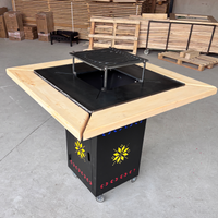 Fire Pit, Gratar cu plita 95x 95 cm din otel 10 mm pe lemne, pentru gradina sau terasa+ grill detasabil