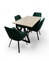 Masa bucatarie cu scaune, set living/dinning, picioare metalice, blat PAL, husa catifea, moderne, 4 persoane
