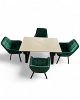 Masa bucatarie cu scaune, set living/dinning, picioare metalice, blat PAL, husa catifea, moderne, 4 persoane