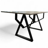Set masa cu scaune bucatarie, dining, living, sufragerie, blat bej cu picioare metalice,  scaune husa gri ,4 persoane, DANA