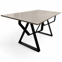 Masa lemn oval de tei, cu picioare metal, set Larisa