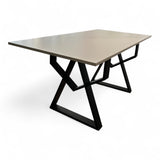 Set masa cu scaune bucatarie, dining, living, sufragerie, blat din pal cu picioare metalice, scaune husa catifea gri, 4 persoane, Alina