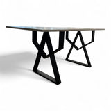Set masa cu scaune bucatarie, dining, living, sufragerie, blat din pal cu picioare metalice, scaune husa catifea gri, 4 persoane, Alina