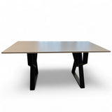 Set masa cu scaune bucatarie, dining, living, sufragerie, blat bej cu picioare metalice,  scaune husa gri ,4 persoane, DANA