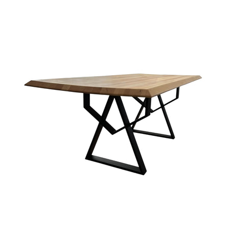 Masa lemn oval de tei, cu picioare metal, 200x100x78 cm, set Kiara