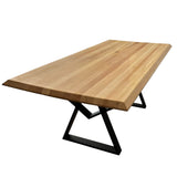 Set masa cu scaune bucatarie, dining,living, sufragerie, blat din lemn masiv cu picioare metalice, scaune husa gri, 6 persoane, IOANA