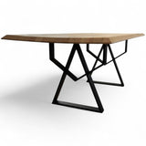 Masa lemn oval de tei, cu picioare metal, 200x100x78 cm, set Kiara